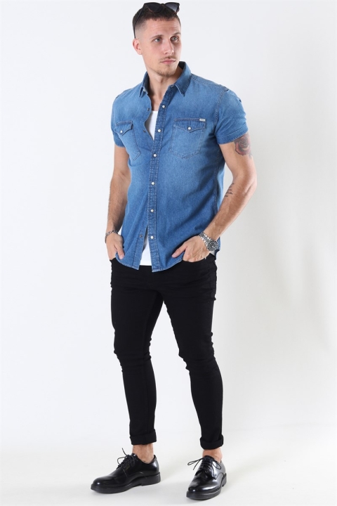 Jack & Jones Sheridan Skjorte S/S Medium Blue Denim