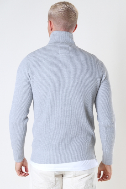 Jack & Jones JPRBLAPERFECT KNIT HIGH NECK ZIP SN Cool Grey