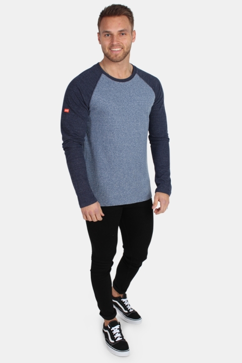 Superdry Orange Label L/S Baseball T-skjorte Mid Atlantic Blue Grit