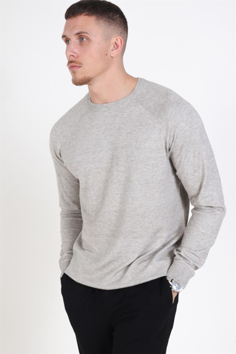 Only & Sons Mikkel Soft Crew Raglan Strikke Light Grey Melange