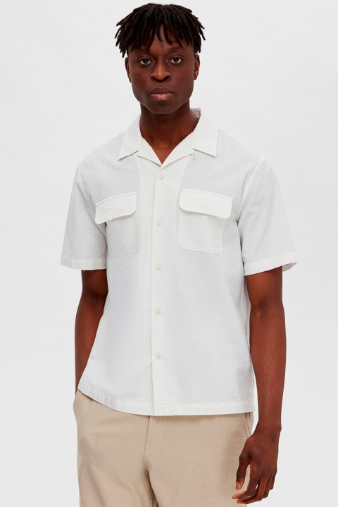 Selected SLHRelaxed Kyle Shirt SS Seersucker Egret