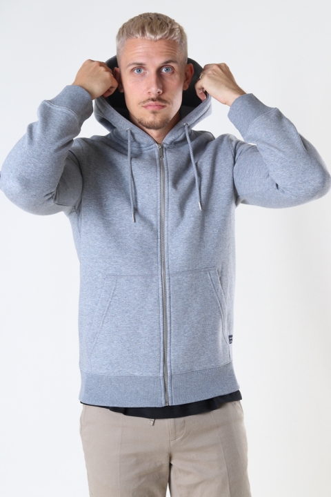 Jack & Jones JJESOFT BASIC SWEAT ZIP HOOD NOOS Light Grey Melange REG FIT