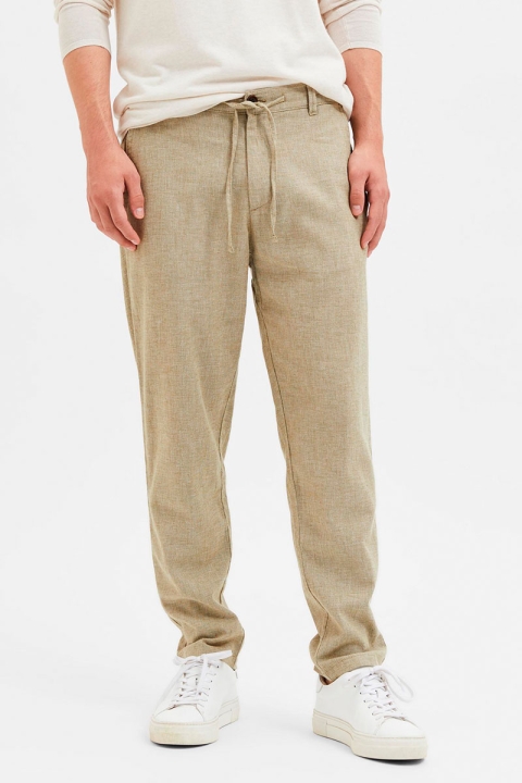 Selected SLIM TAPE-BRODY LINEN PANTS Olive Branch