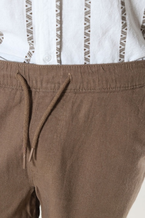 Solid Aurelius Elasticated Linen Shorts Shitake