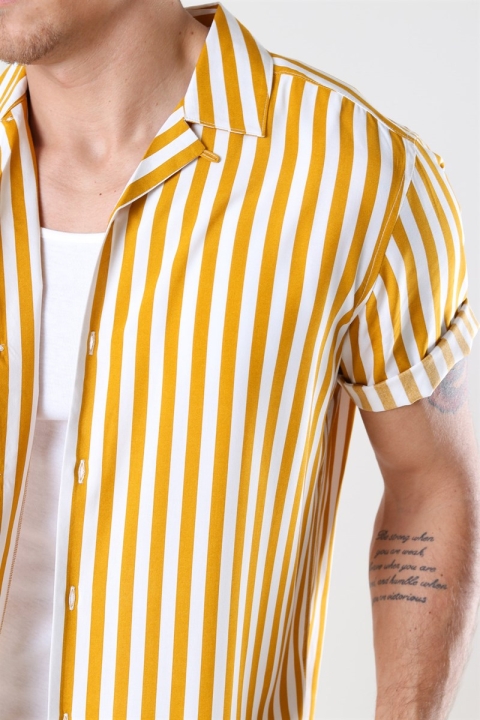 Only & Sons Wayne Striped Viscose Skjorte Golden Spice