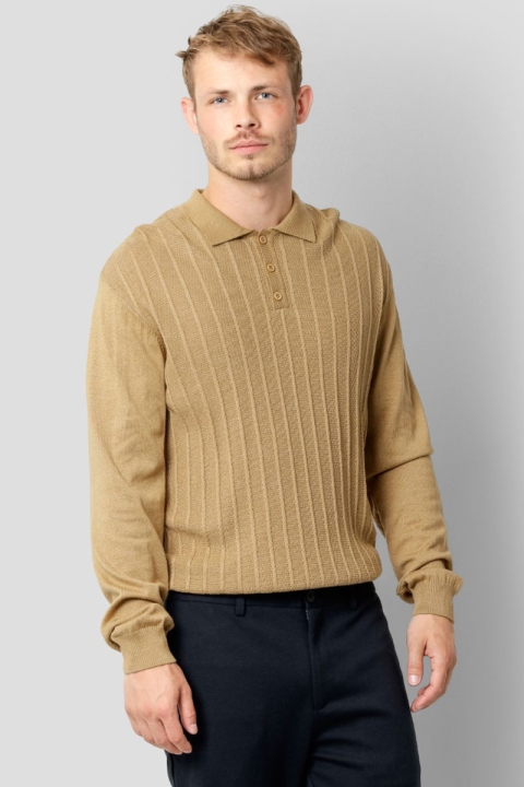 Clean Cut Copenhagen Otis XO Cotton Polo L/S Sand Melange