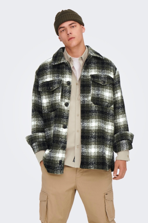 ONLY & SONS ONSCANE CHECK  JACKET OTW Peat