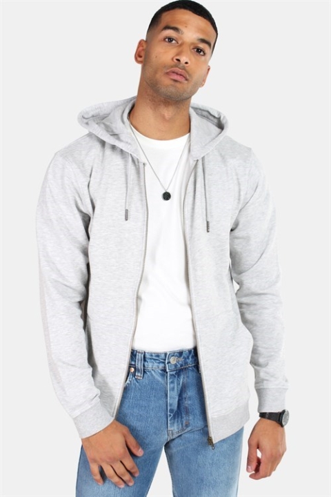 Only & Sons Basic Genser Zip Hoodie Unbrushed Light Grey Melange