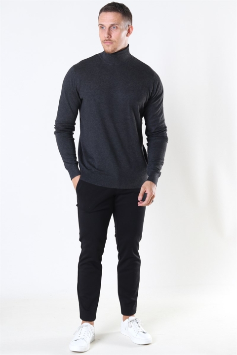 Jeff Potter Turtleneck Strik Charcoal Mix