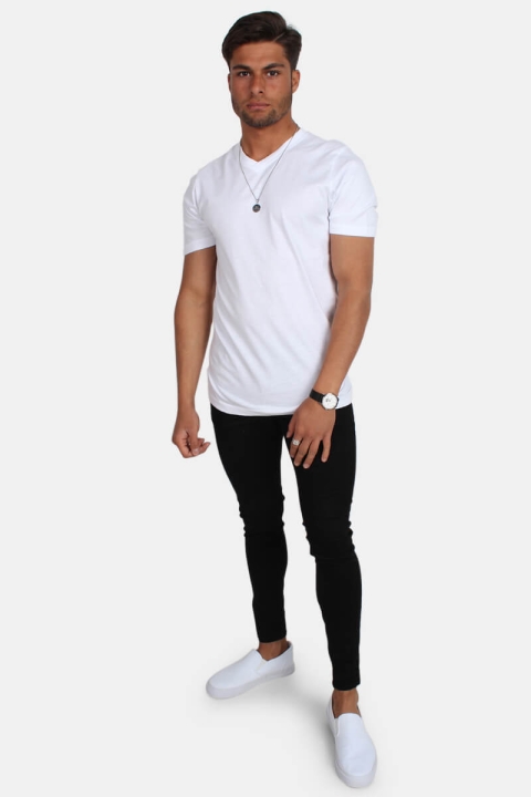 Basic Brand Uni Fashion V T-skjorte Hvid