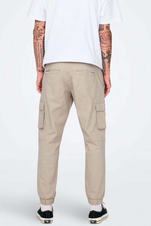 Only & Sons Cam Stage Cargo Cuff Pants Silver Lining
