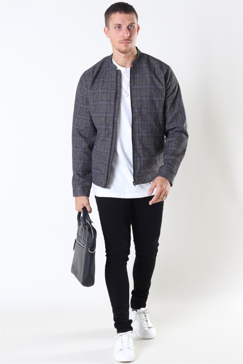 Tailored & Originals Shayan Bomber Jakke Med Grey Melange