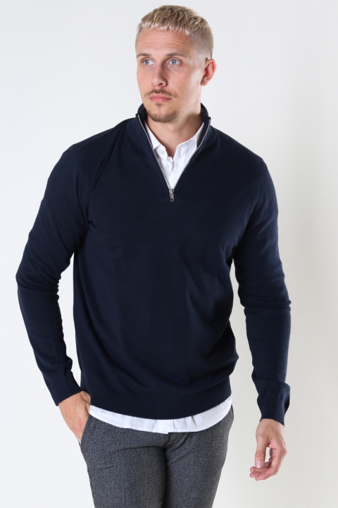 Jack & Jones JJEBASIC KNIT HALF ZIP NOOS Navy Blazer