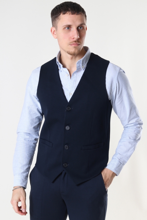 Clean Cut Copenhagen Milano Jersey Waistcoat Navy