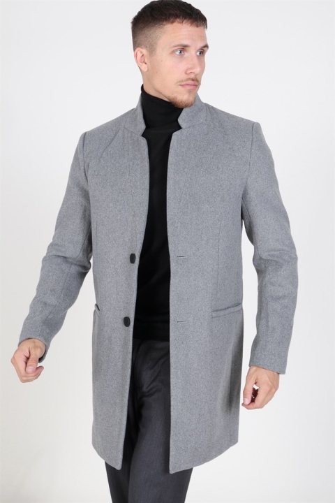 Only & Sons Maximilian Wool Trench Frakk Light Grey Melange