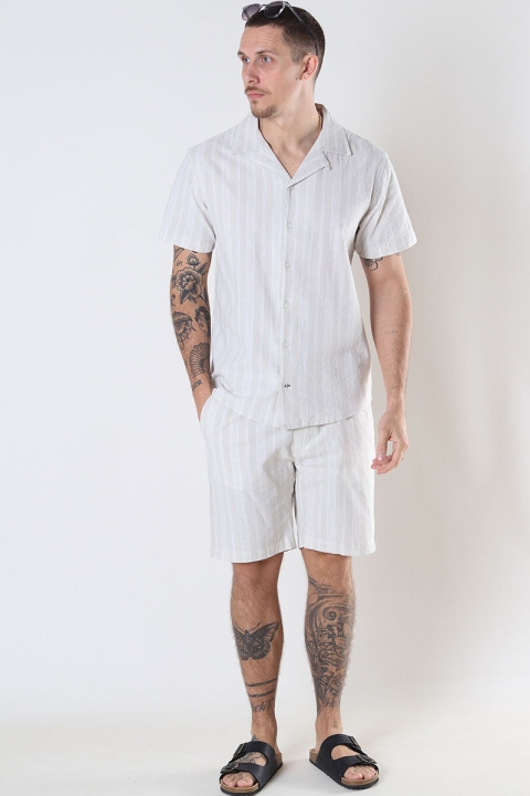 Kronstadt Chill Linen Stripe 02 Shorts Sand