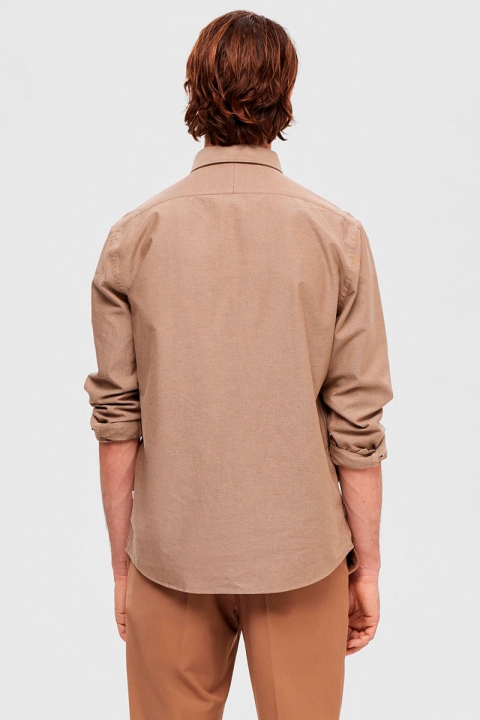 Selected Rick Oxford Regular Shirt Ls Dark Earth