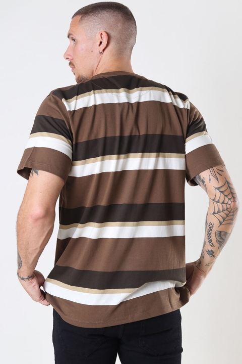 Clean Cut Copenhagen Bradley Cotton Tee Brown Stripes