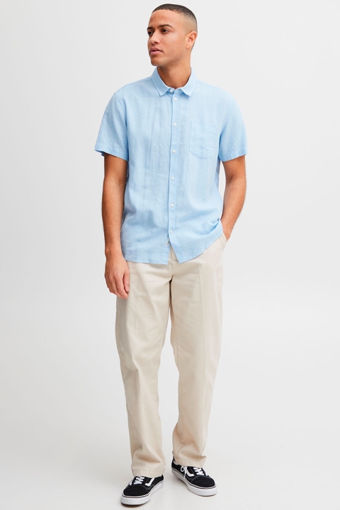 Solid Allan SS Linen Shirt Chambray Blue