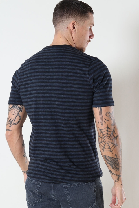 Basic Brand T-skjorte Striped Heather Blue/Black