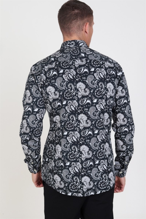 Only & Sons Frederik L/S Paisley Stretch Skjorte Black