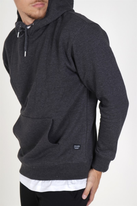 Jack & Jones Soft Genser Hood Dark Grey Melange