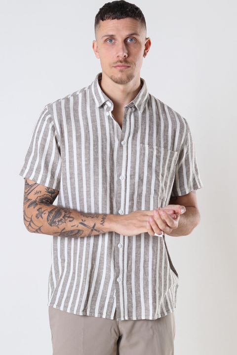 Solid Fried Linen Shirt Shitake