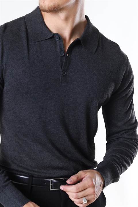 Jeff Acheletta Polo Strikke Charcoal Mix