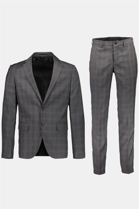 Lindbergh Checked Men's Jakkesæt Check Grey