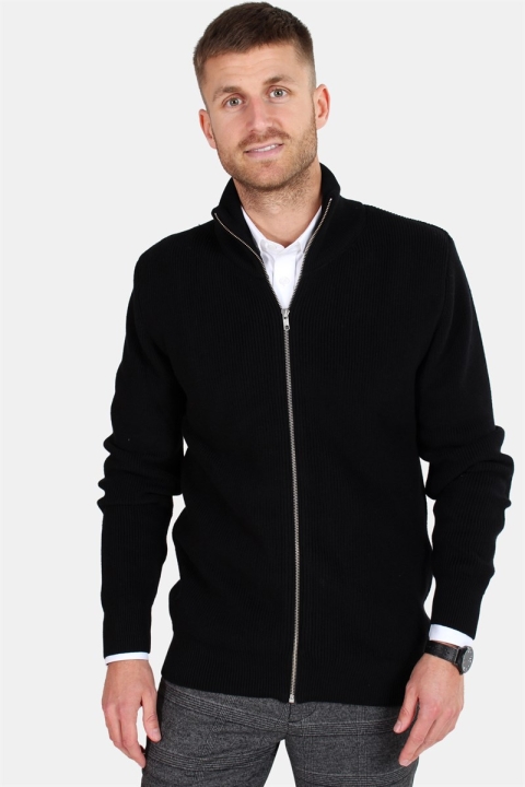 Clean Cut Osin Zip Cardigan Strikke Black