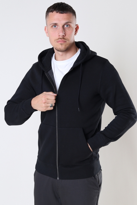 Jack & Jones STAR BASIC SWEAT ZIP HOOD Black