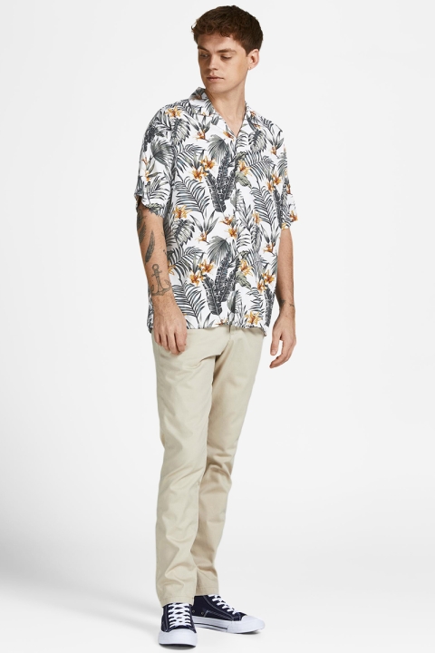 Jack & Jones JPRBLATROPIC RESORT SHIRT S/S RELAX SN White