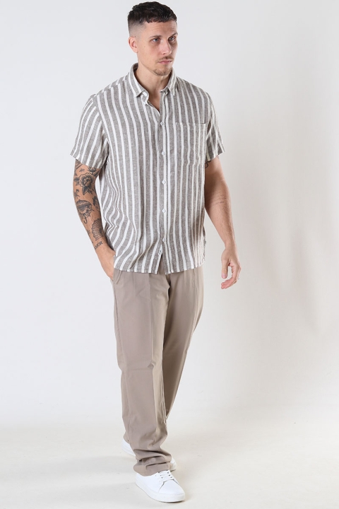 Solid Fried Linen Shirt Shitake