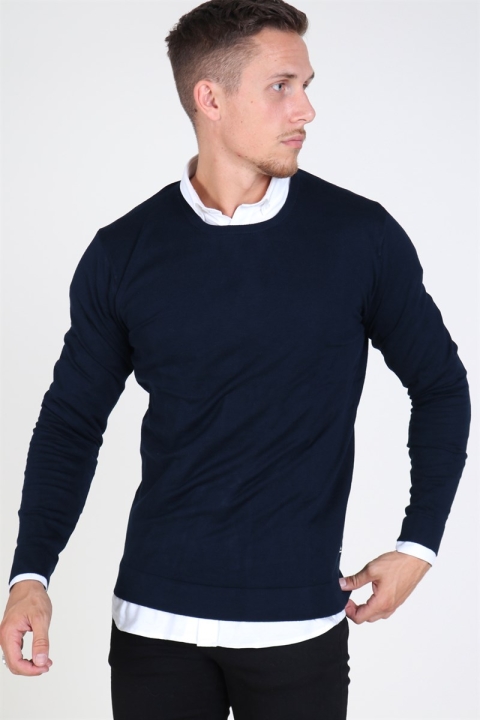 Tailored & Originals Mont O-neck Strikke Insignia Blue