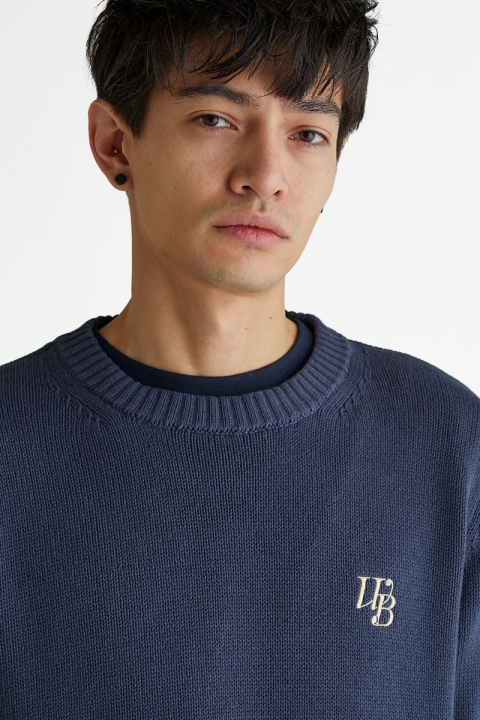 Woodbird Kurt Knit Crew Navy