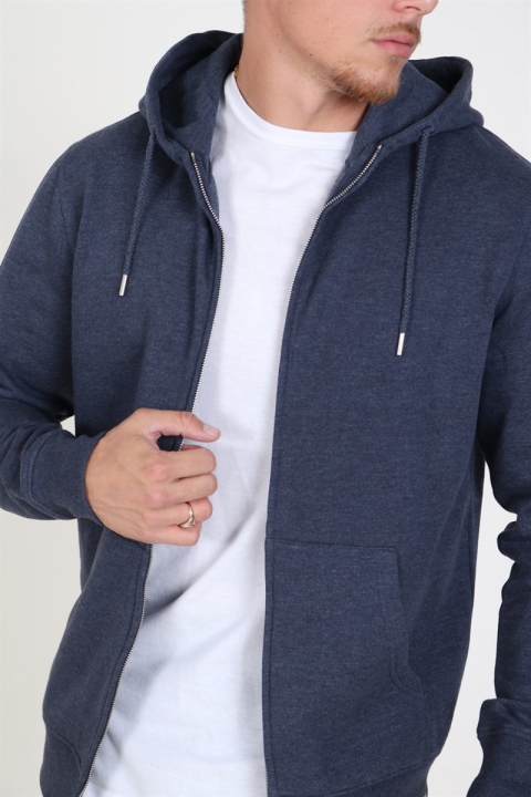 Solid Organic Morgan Zip Genser Navy Mel