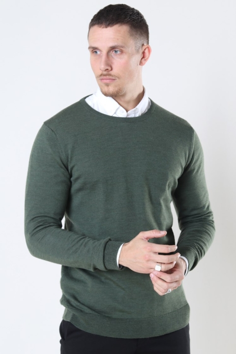 Clean Cut Copenhagen Merino Wool Crew Strikke Army Melange