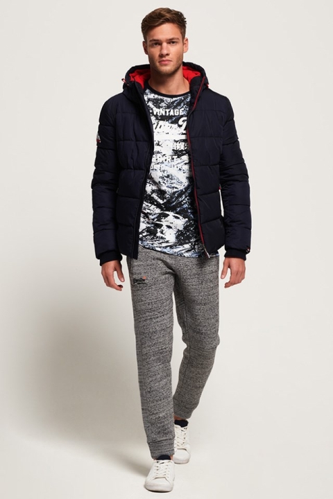 Superdry Sports Puffer Jakke Navy/Bright Red