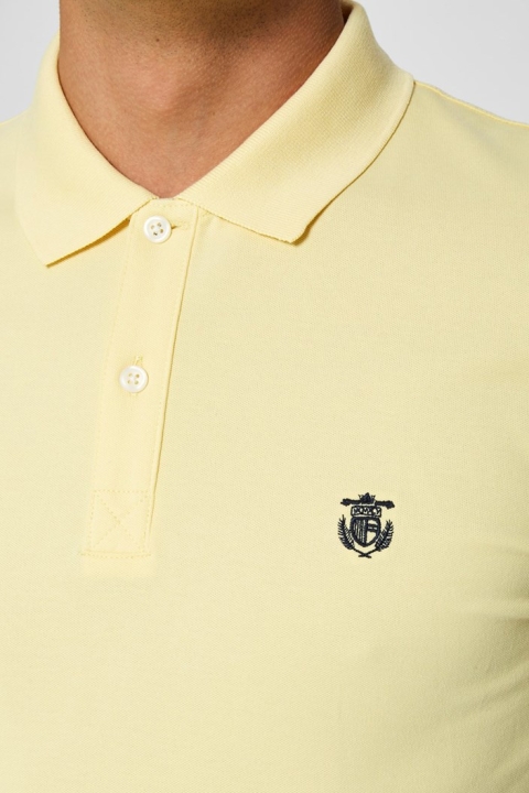 Selected Aro S/S Embroidery Polo Skjorte W Noos Mellow Yellow