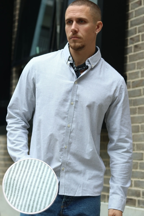 Solid Val Stripe Oxford Stretch Shirt LS Forest Night