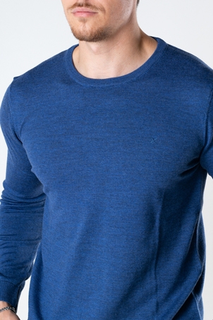 Clean Cut Copenhagen Merino Wool Crew Blue Melangé