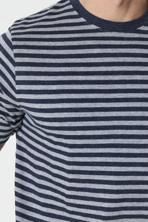 Basic Brand T-skjorte Striped Oxford Grey/Heather Blue