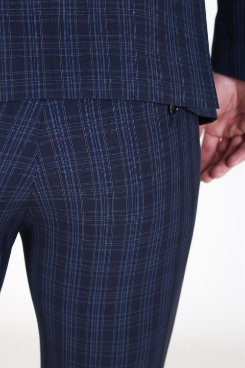 Selected Slim-MyloLogan Check Pants Navy/Grey