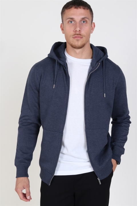 Solid Organic Morgan Zip Genser Navy Mel