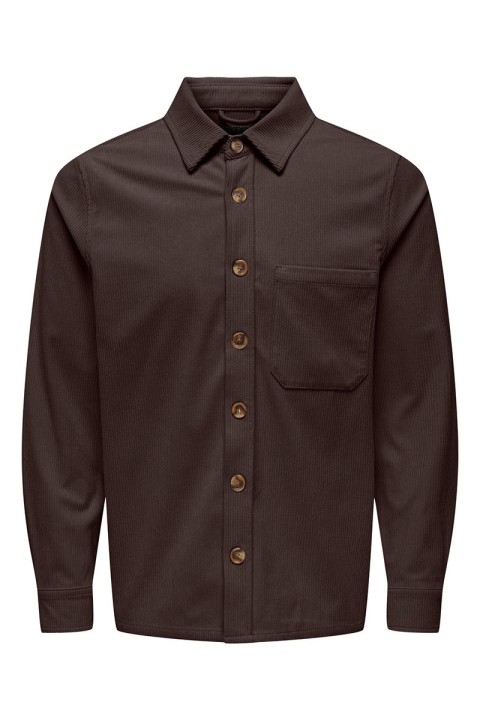 ONLY & SONS Tile Corduroy Shirt Coffee Bean