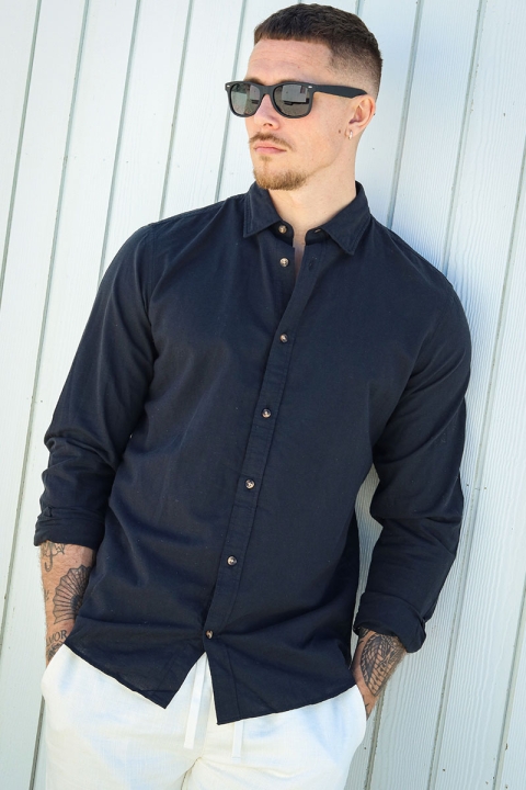 Jack & Jones Summer Linen Shirt SS Black