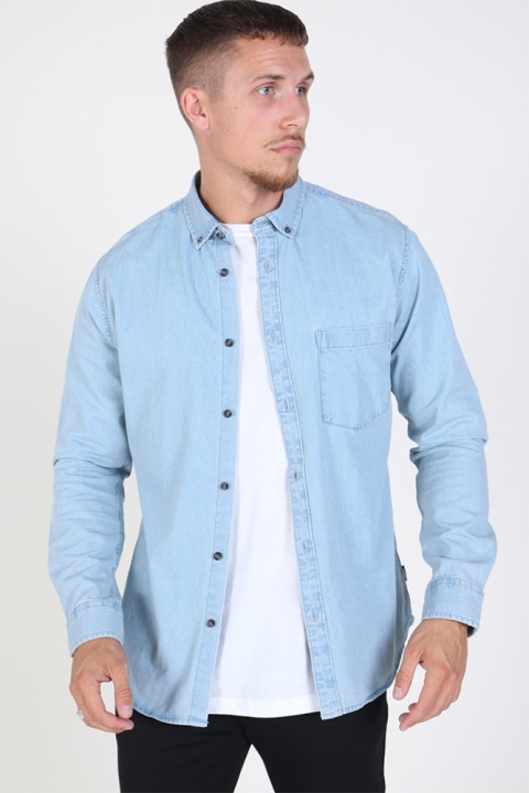 Only & Sons Basic Denim Skjorte Light Blue Denim