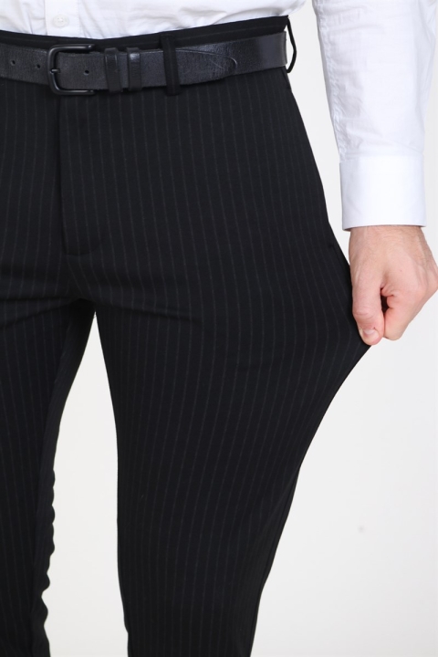 Clean Cut Milano Pinstripe Pants Black
