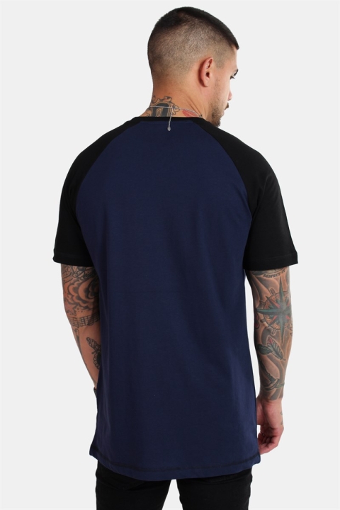 Basic Brand Raglan T-skjorte Blue Navy/Black