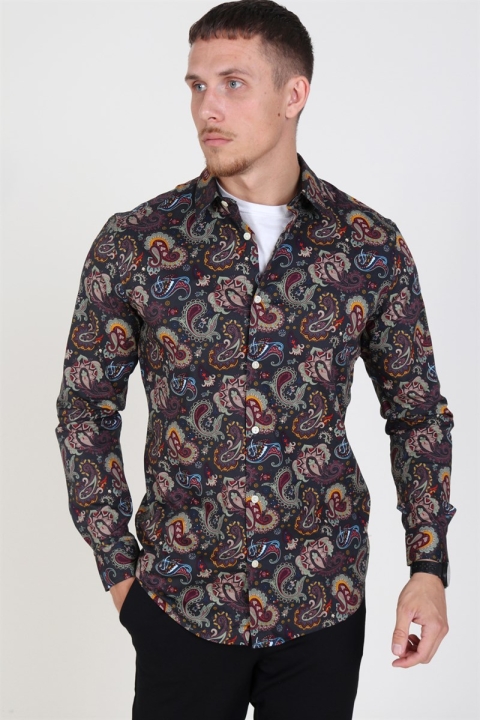 Only & Sons Frederik L/S Paisley Stretch Skjorte Phantom